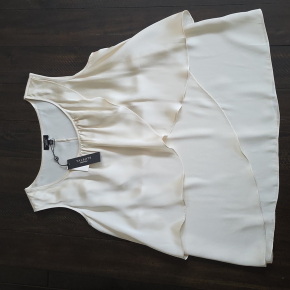 NWT Talbots Pure Silk Satin Cream Tiered Scoop Neck Layered Tank Top Petite Plus - Picture 1 of 7